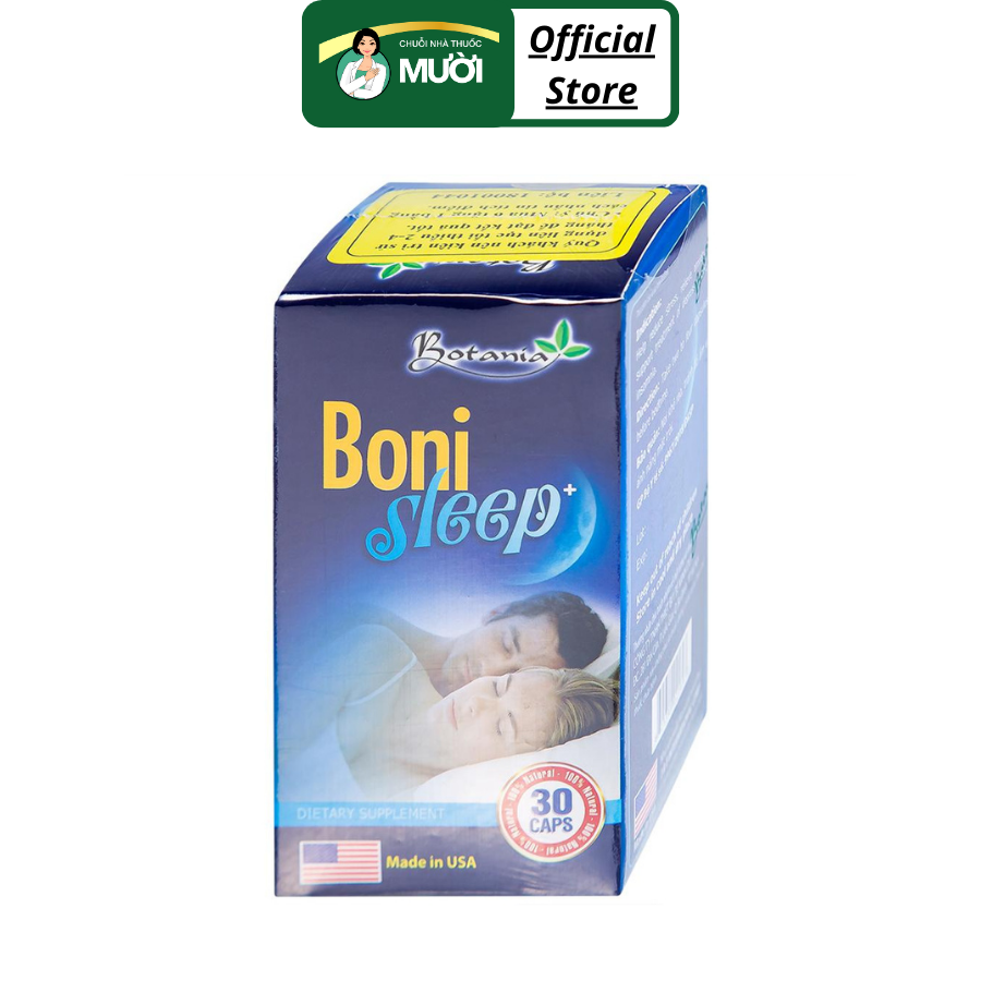 BoniSleep Botania - Viên uống giúp an thần, giảm căng thẳng thần kinh - Hộp 30 viên